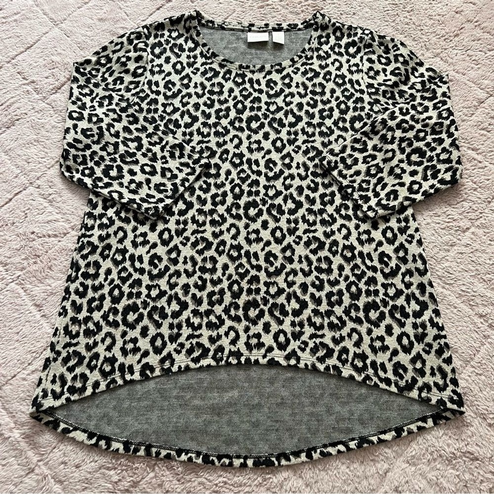 Chico's Leopard Print Top Preppy Old Money Minimalist Cottage Coastal Size 1